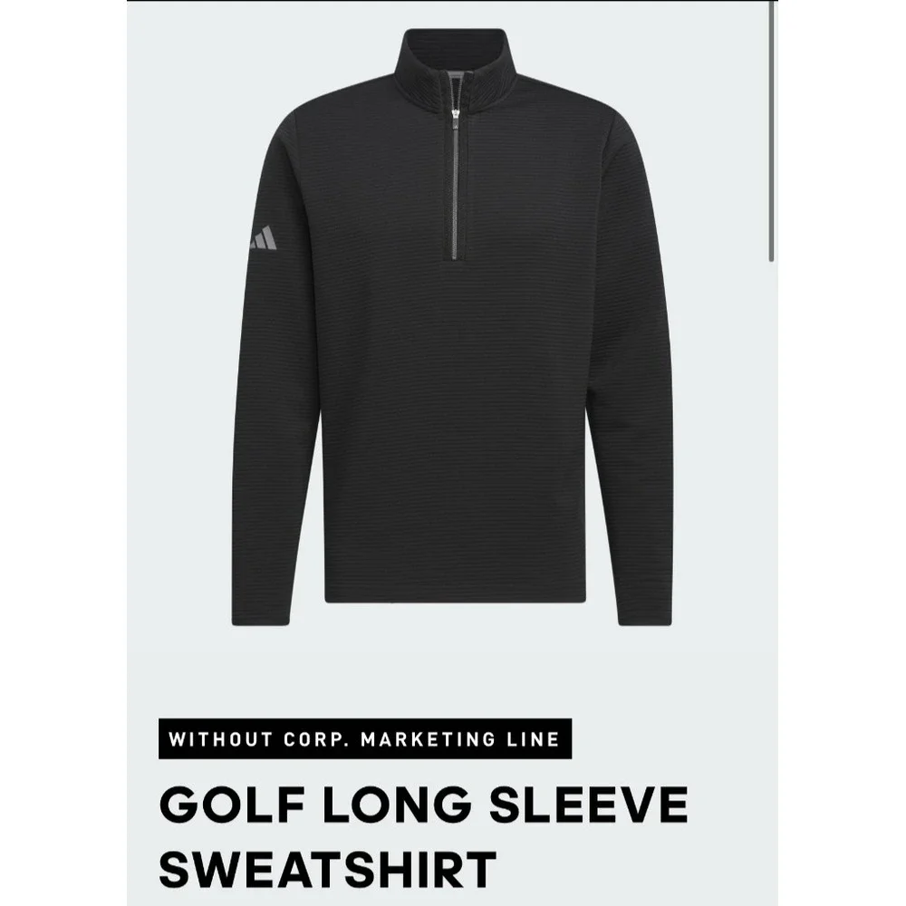 NWT Mens Adidas golf long sleeve ribbed sweatshirt 1/4 quarter zip black L $75